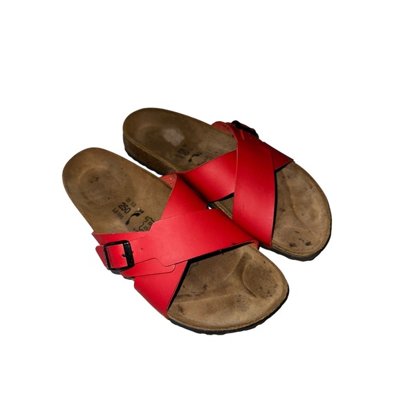 Birkenstocks Santosa Red Leather Strap Womens Sandals Shoes Size 38 US 7 - Picture 1 of 7
